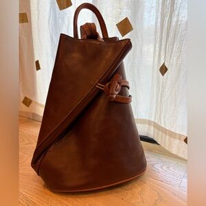 Vera Pelle Brown Leather Backpack